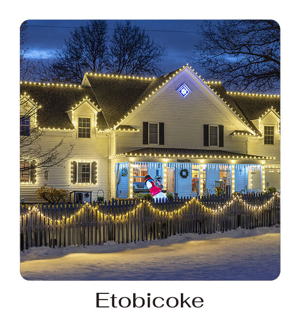 Polaroid image of the Christmas lights installation in Etobicoke